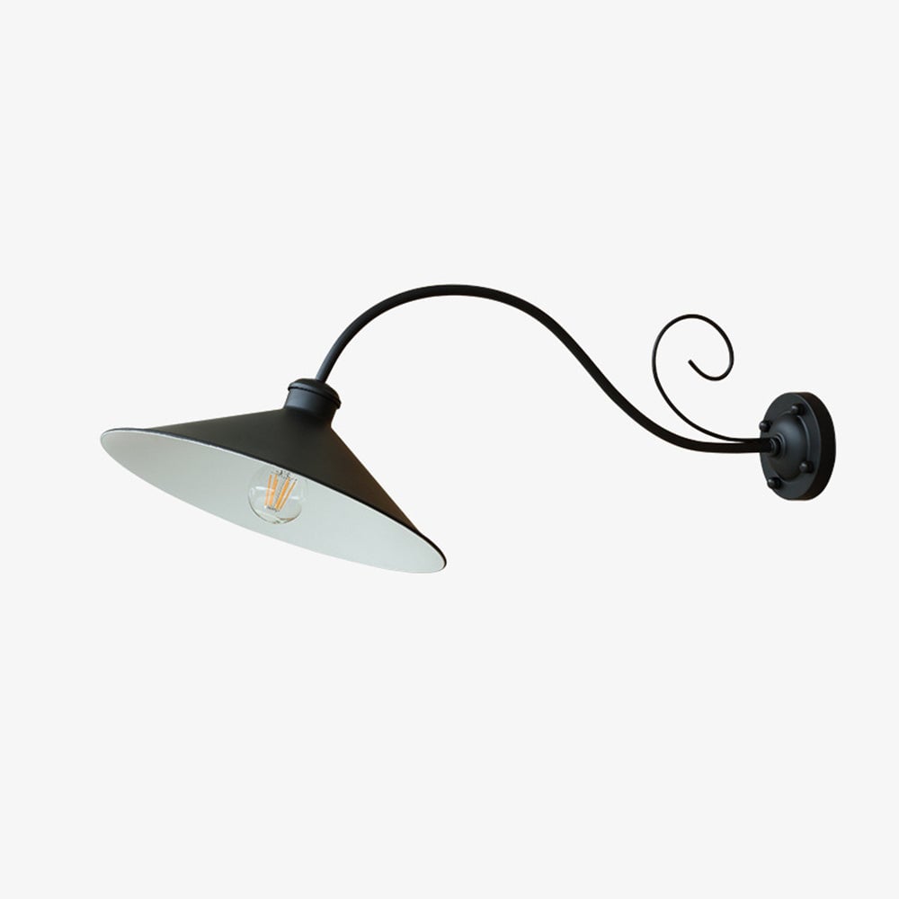 Alessio Vintage Cap-shaped Metal Outdoor Wall Lamp, Black/Antique Silver - Lumpaz