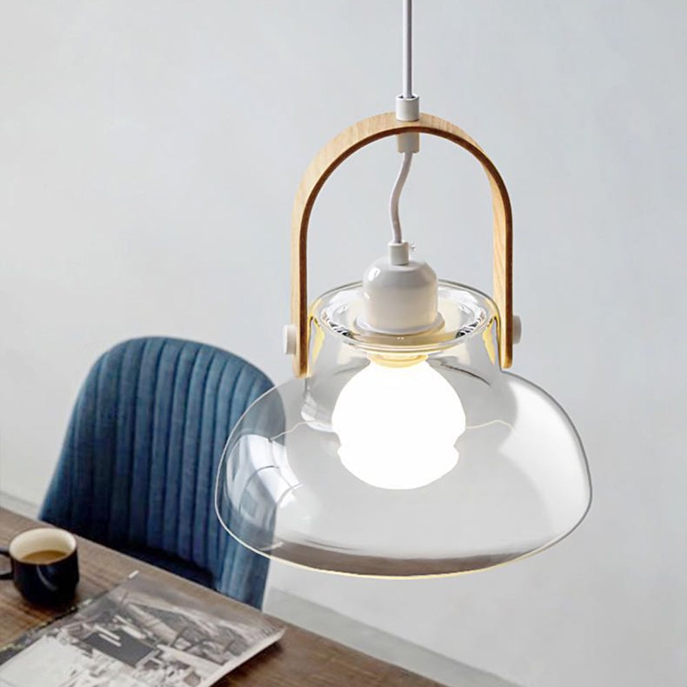 Hailie Minimalist Bowl Shaped Glass Pendant Light, Clear - Lumpaz