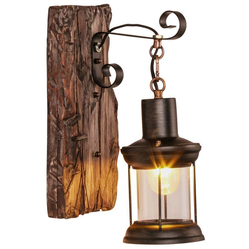 Alessio Vintage Lantern Metal Wall Lamp, Black/Bronze - Lumpaz