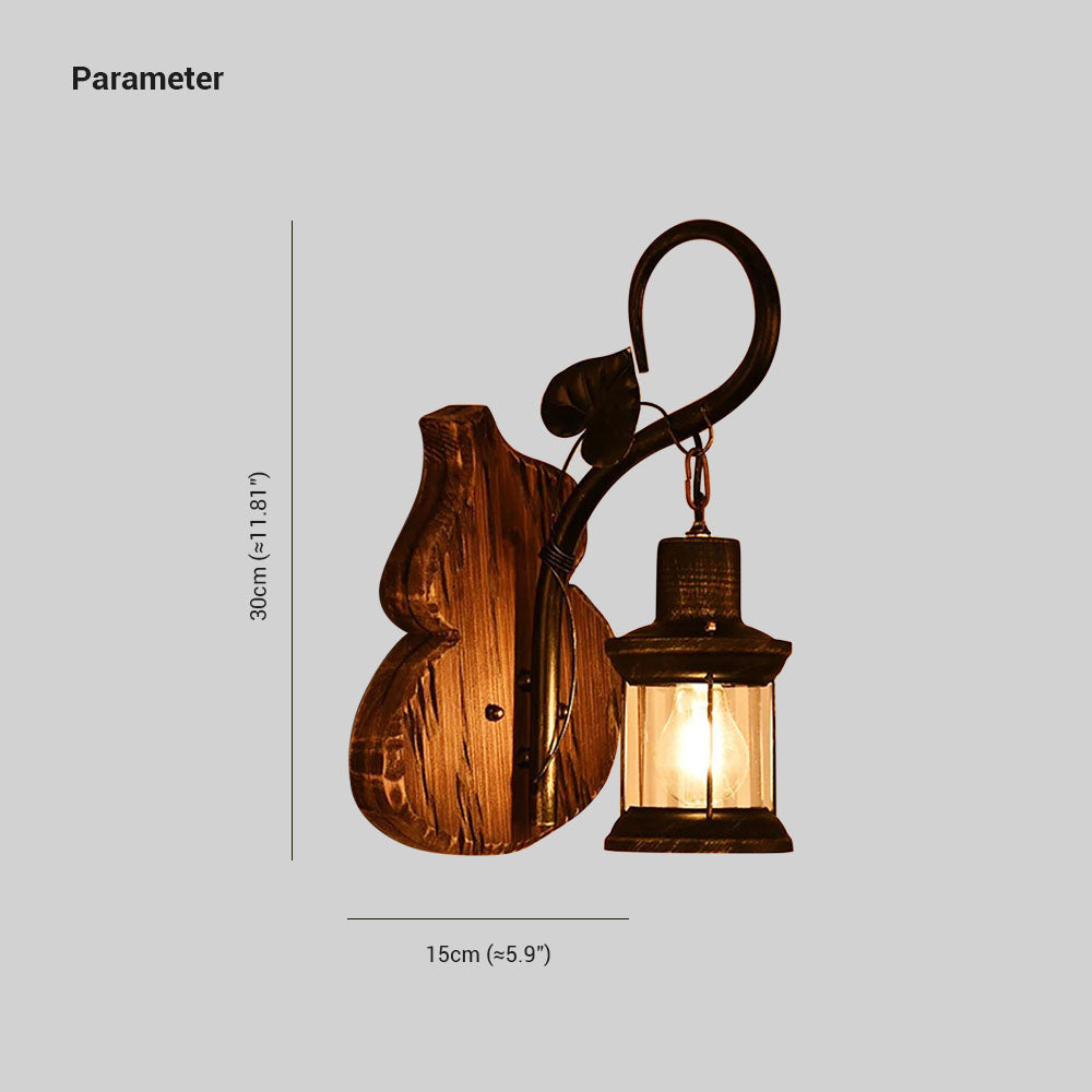 Austin Wall Lamp Cucurbits/Candle Vintage, Wood/Metal, Bedroom - Lumpaz