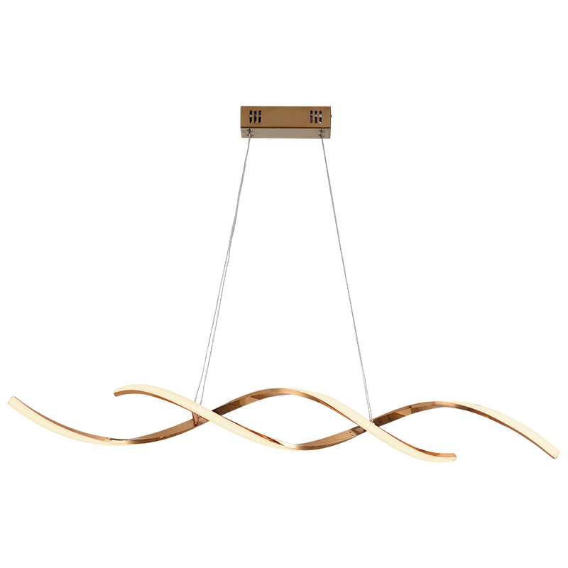 Modern Wavy Metal/Acrylic Pendant Light, Chrome/Gold - Lumpaz