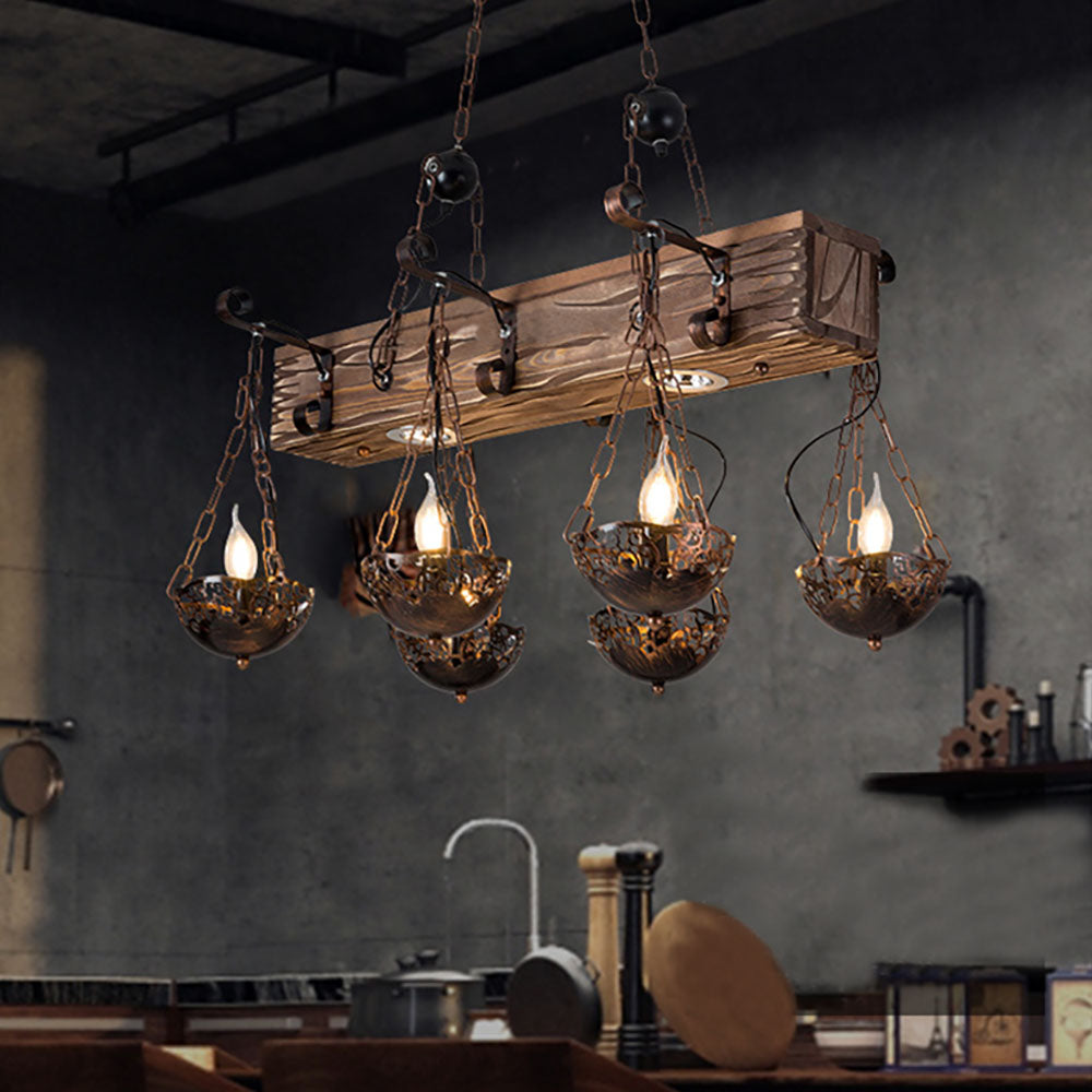 Austin Industrial Metal/Wood Pendant Light, Bronze - Lumpaz