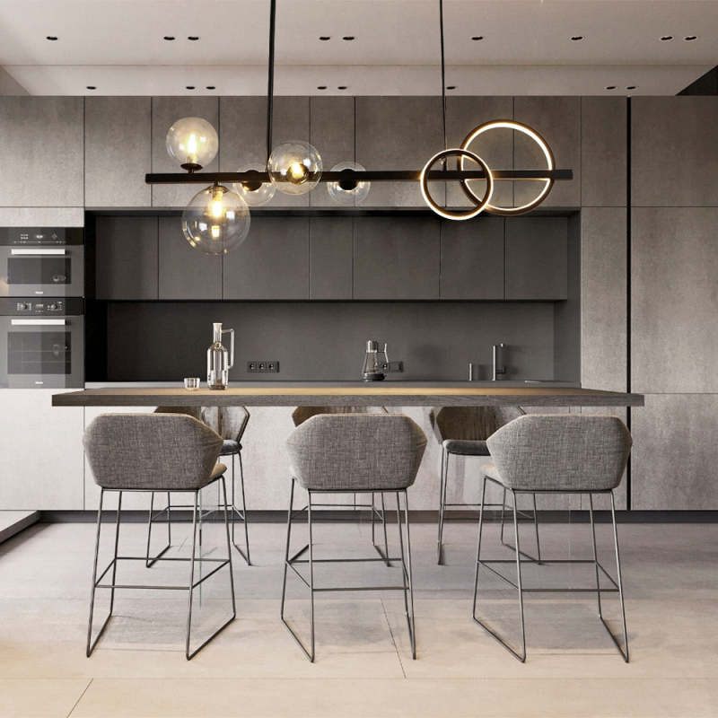 Valentina Pendant Light Bubble Circle Modern, Metal, Black/Gold, Bedroom - Lumpaz