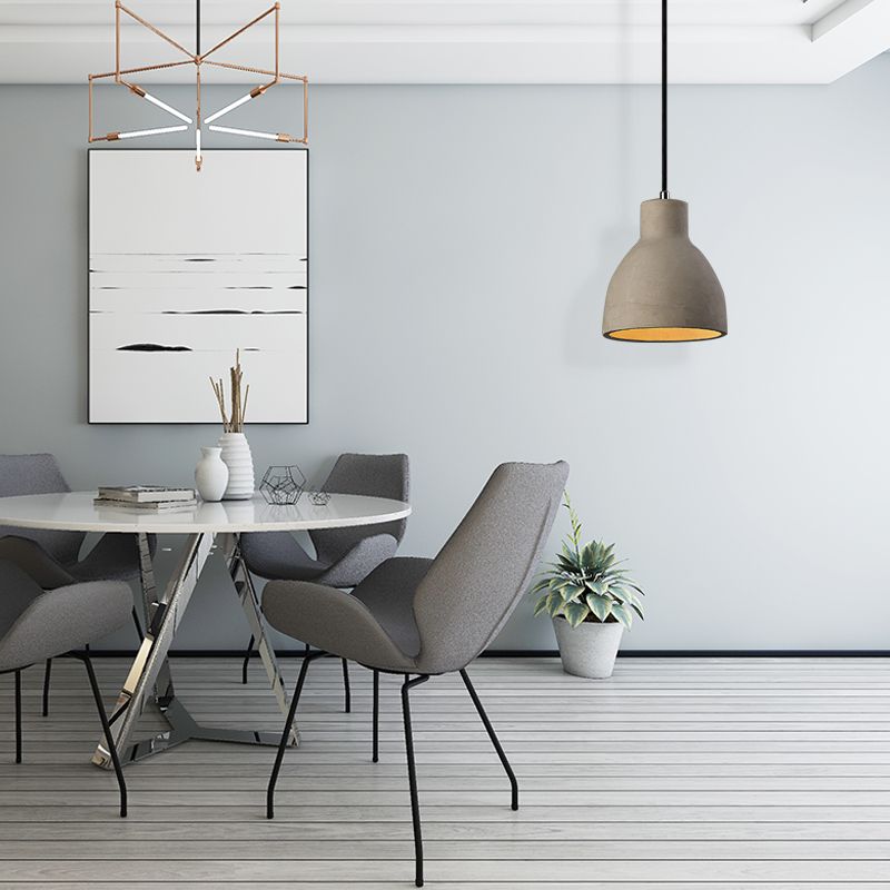 Byers Modern Dome Cement Pendant Light Gray Living Room - Lumpaz