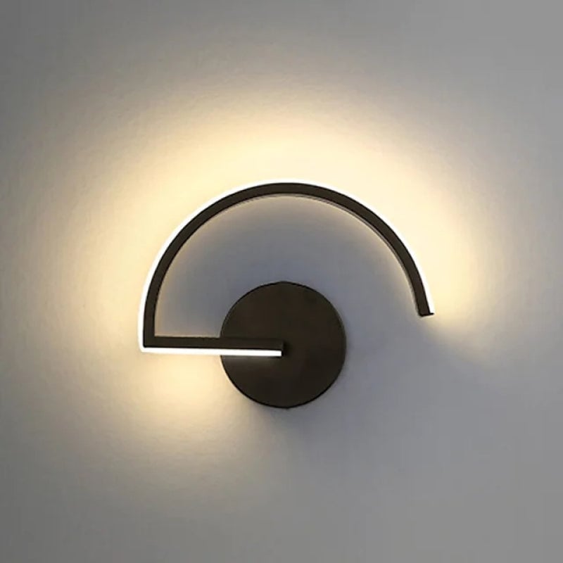 Lacey Minimalist Linear Semicircular Metal Decor Wall Lamp, Black/White - Lumpaz