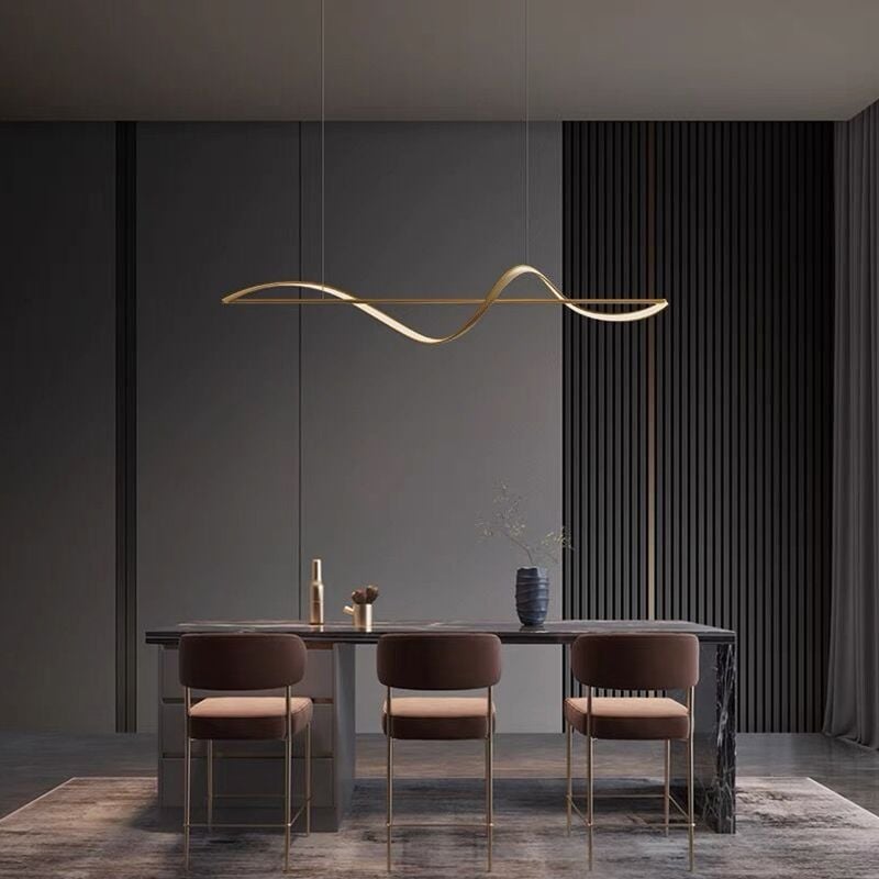 Pendant Light Wave Minimalist Designer Metal Brass/Black Art Gallery - Lumpaz