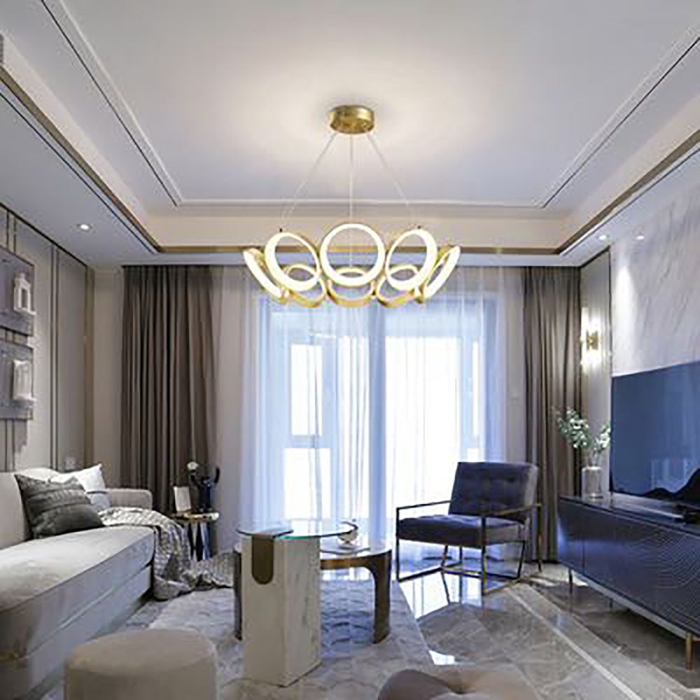 Arisha Luxury Ring Metal Pendant Light, Gold - Lumpaz