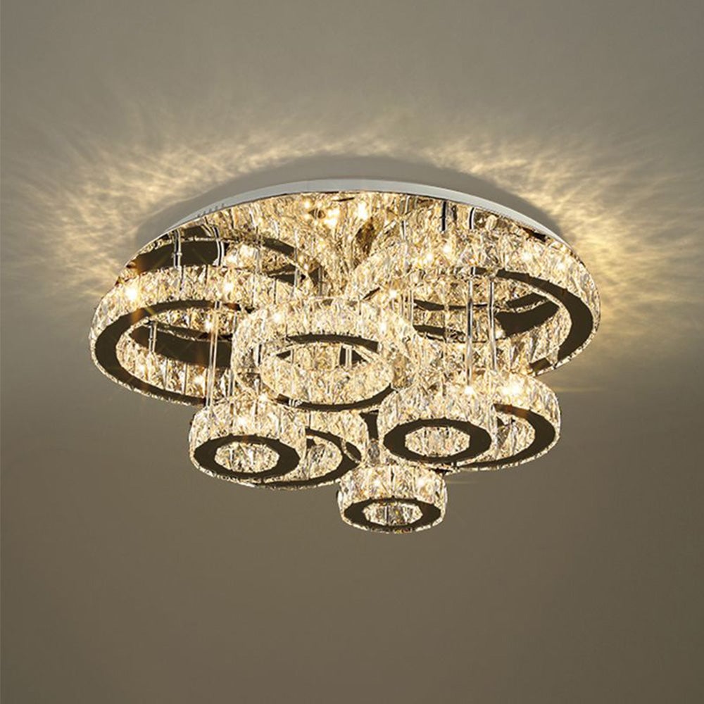 Kristy Modern Multi Ring Metal And Crystal Pendant Light - Lumpaz