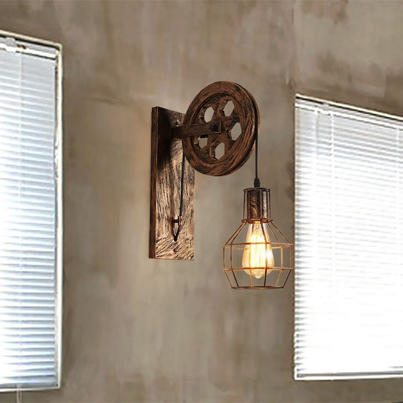 Alessio Wall Lamp Retro, Metal, Rust/Bronze/Black, Bedroom - Lumpaz
