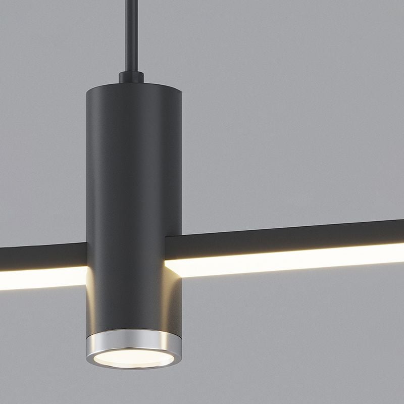 Edge Modern Metal Linear Pendant Light, Black & Gold - Lumpaz