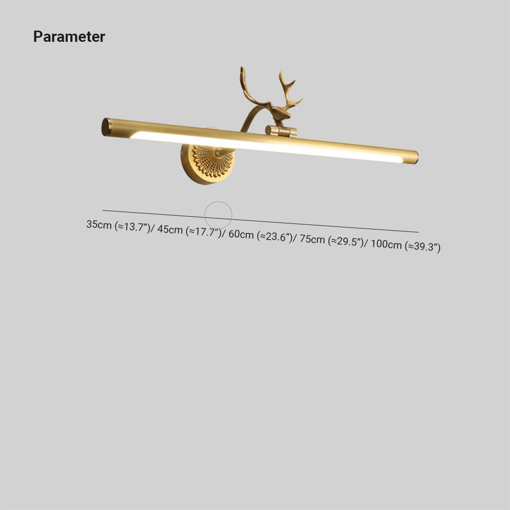 Leigh Modern Staghorn Shaped Vanity Mirror Front Wall Lamp, Black/Brass - Lumpaz