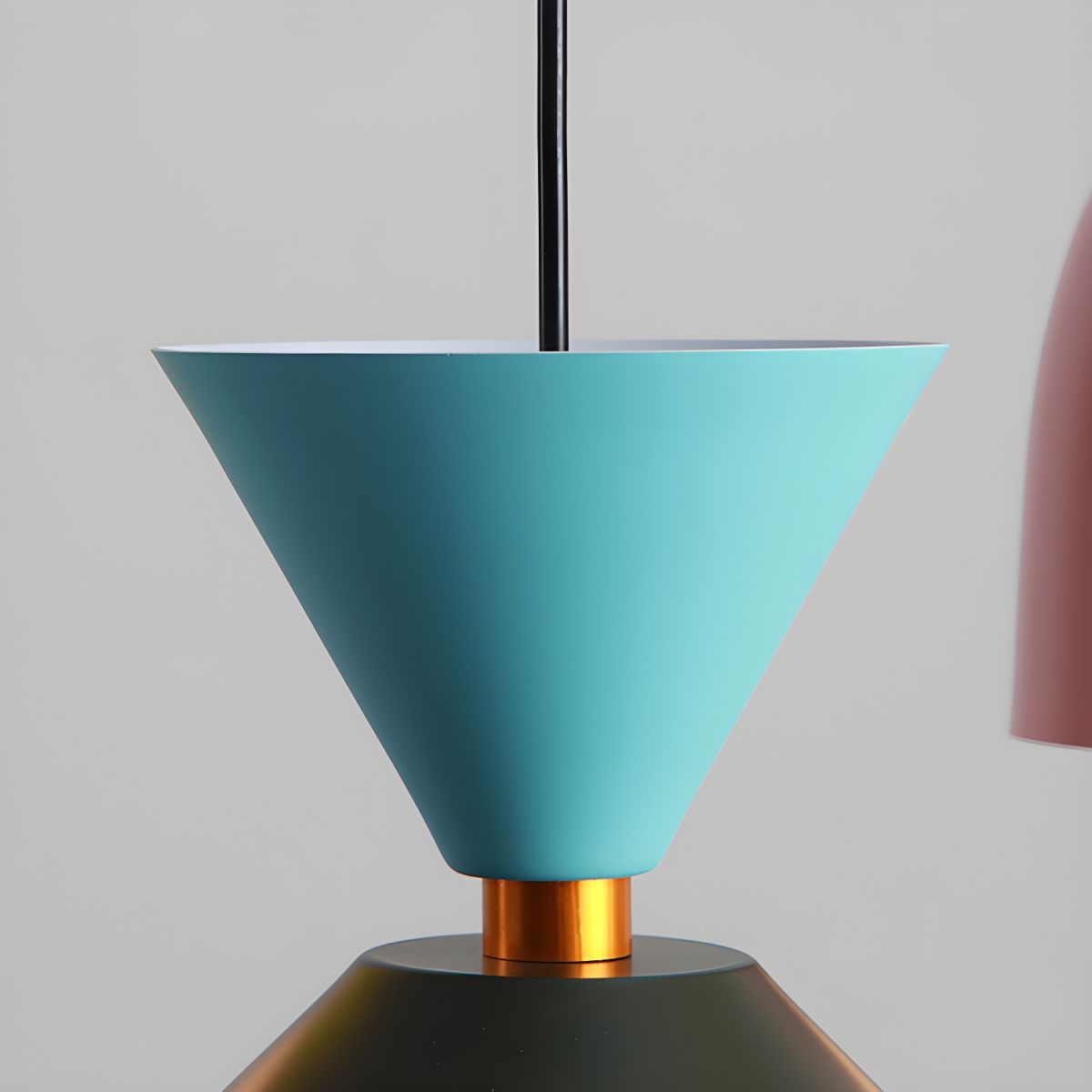 Morandi Modern Dome Art Deco Pendant Light, Black/Yellow/Pink/Gray - Lumpaz