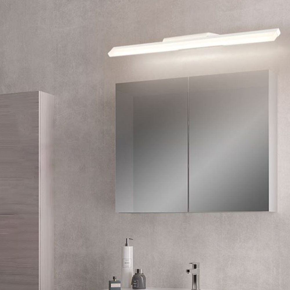 Leigh Minimalist Linear Metal/Acrylic Wall Lamp, White, Bathroom - Lumpaz