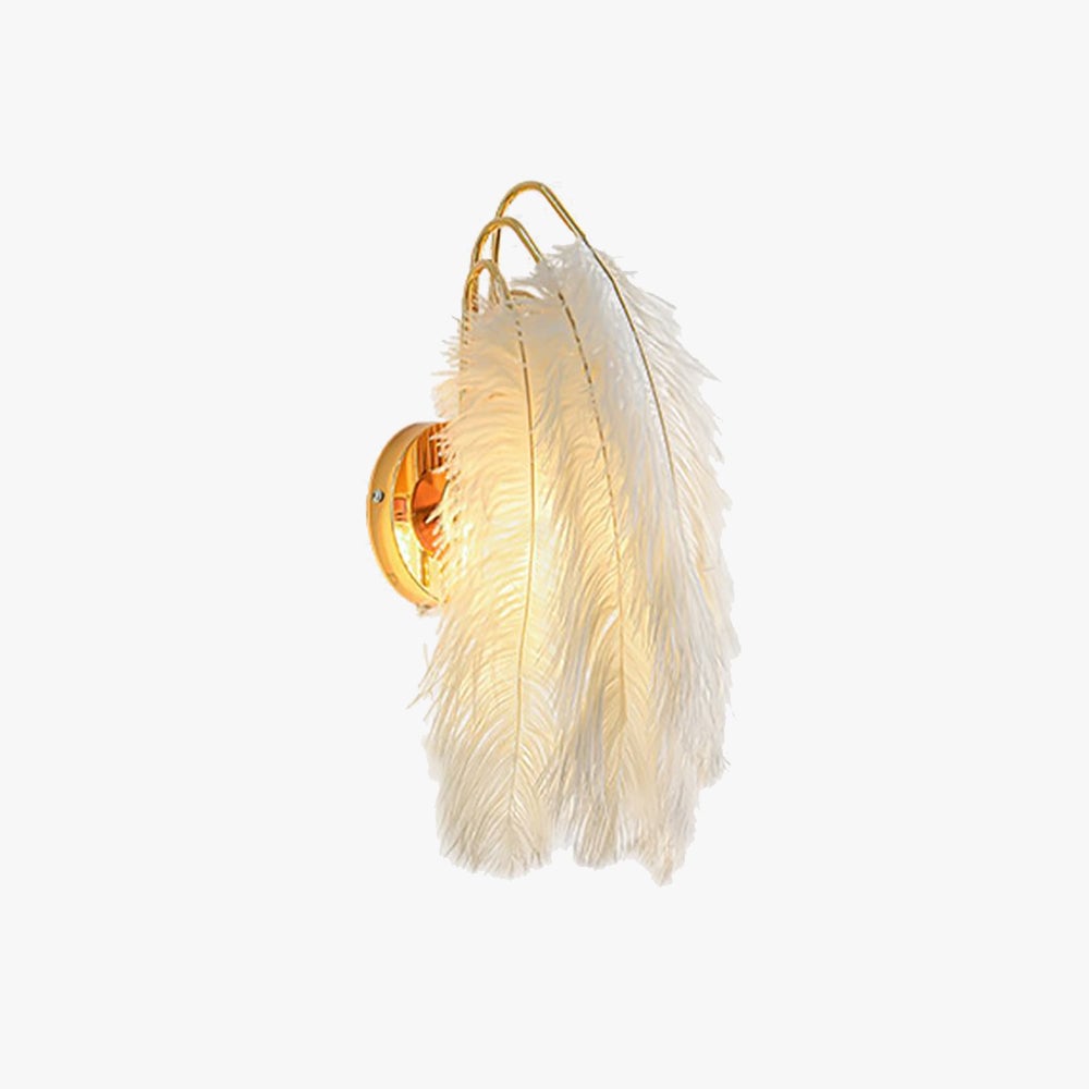 O'Moore Wall Lamp Modern Art Deco Metal/Feather, Gold, Bedroom - Lumpaz