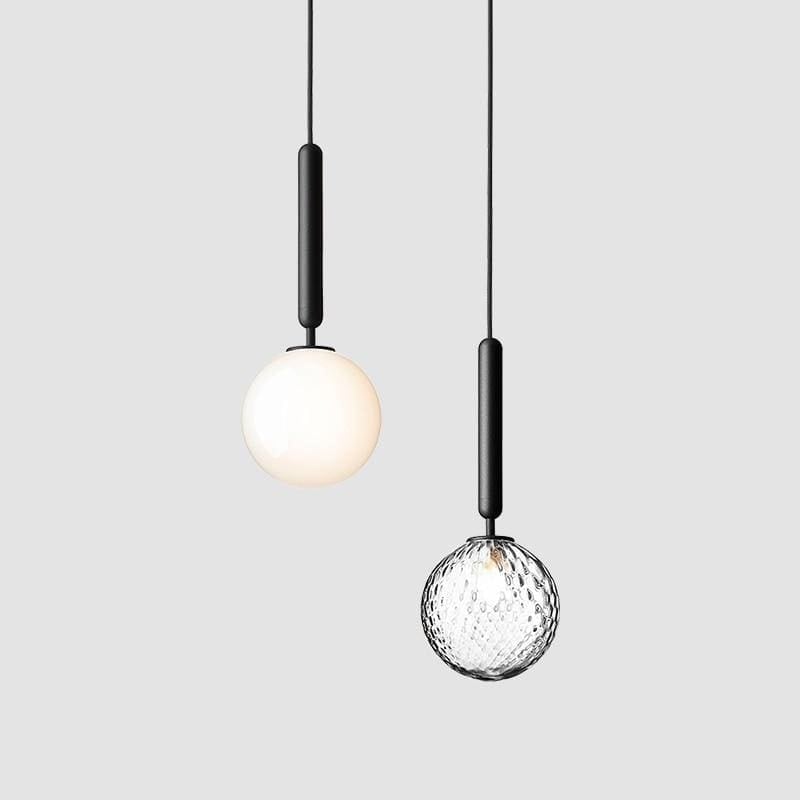 Valentina Modern Glass Ball Pendant Light, White/Clear - Lumpaz
