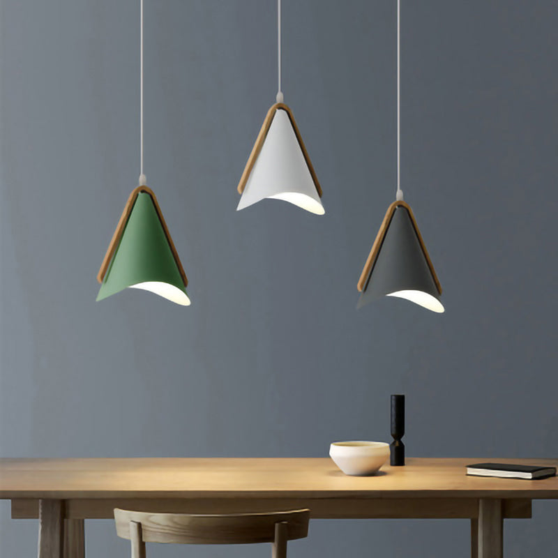 Morandi Modern Cone Pendant Light, Wood/Metal - Lumpaz