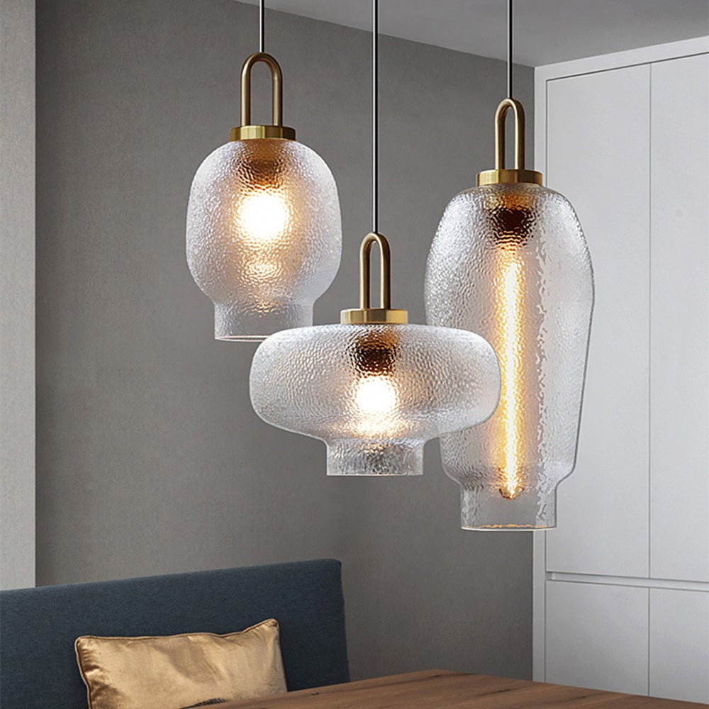 Hailie Minimalist Blown Frosted Glass Pendant Light, Gold - Lumpaz