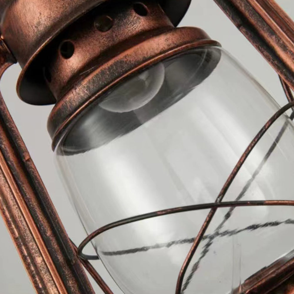 Alessio Rustic Vintage Lantern Pendant Light, Metal & Glass, 2 Heads - Lumpaz
