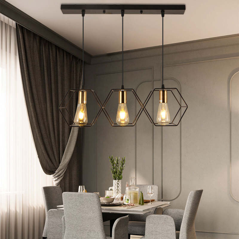 Bouvet Rustic Farmhouse 3/5 Light Pendant, Black - Lumpaz