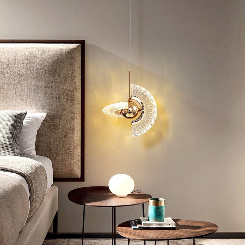 Kristy Nordic Luxury Fan Metal/Acrylic Pendant Light, Gold - Lumpaz