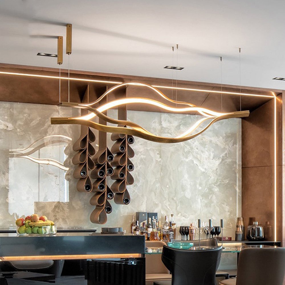 Edge Wave Pendant Light, Gold, 31.5"/39.3"/47.2" - Lumpaz