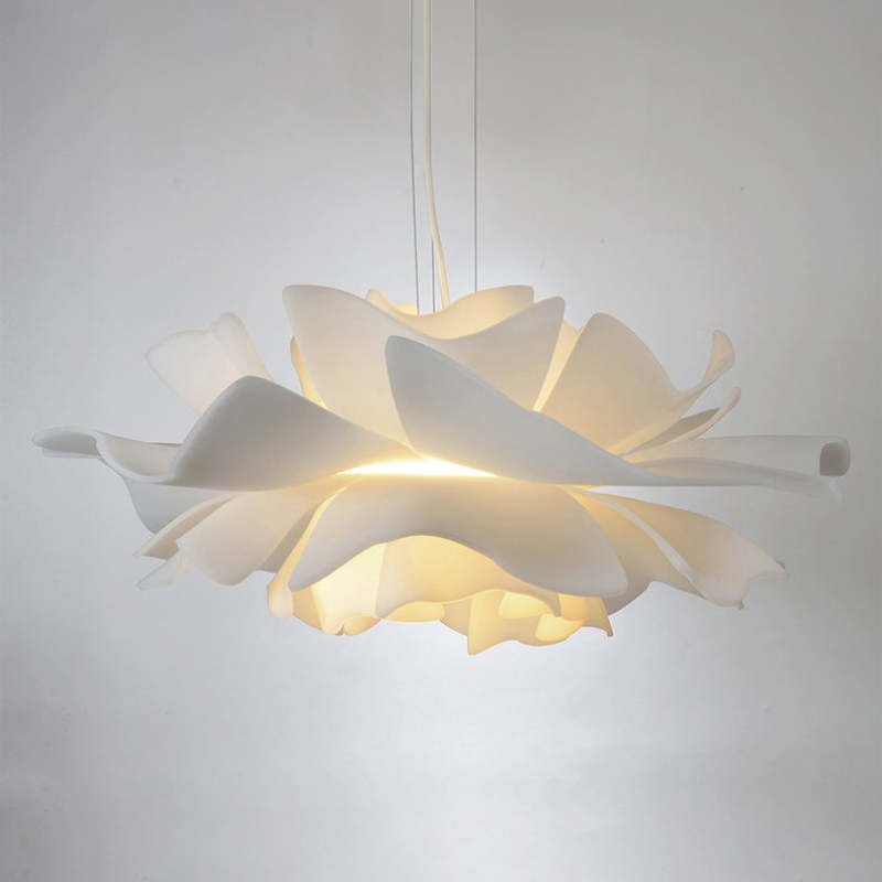 Bella Elegant Flower Pendant Light White Metal/Acrylic Living Room - Lumpaz