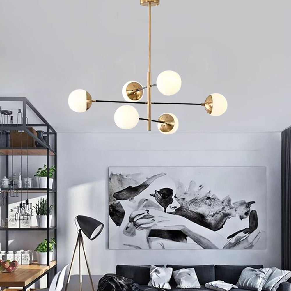 Valentina Nordic Multi Globe Metal/Glass Pendant Light, Gold - Lumpaz