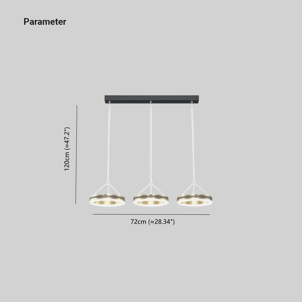 Raheel Nordic Ring Metal 3 Light Pendant Light, Black/Gold - Lumpaz