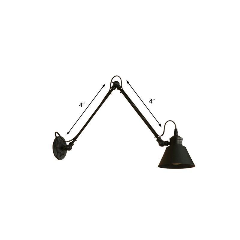 Brady Wall Lamp Conic Modern, Metal Adjustable, Black, Living Room - Lumpaz