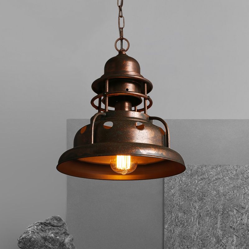 Alessio Industrial Retro Vintage Pull Cnain Pendant Light, Brass, Metal - Lumpaz