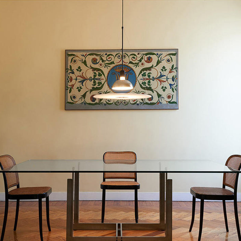 Levi Modern Minimalist Nordic Bell Metal/Acrylic Pendant Light, Chrome/Black - Lumpaz