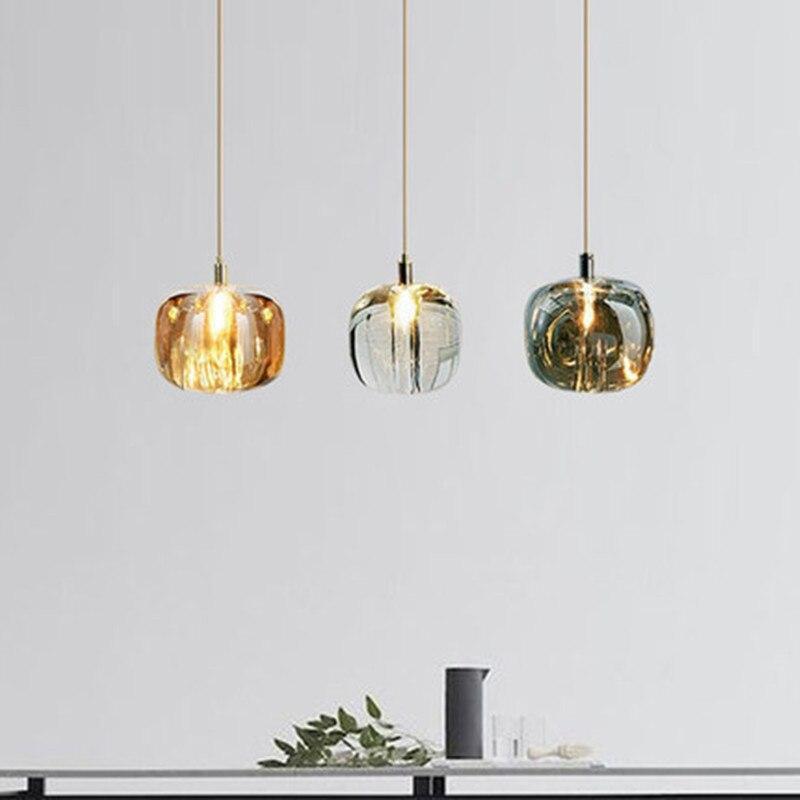 Hailie Modern Bubble Glass LED Pendant Light, Amber/Clear/Gray - Lumpaz