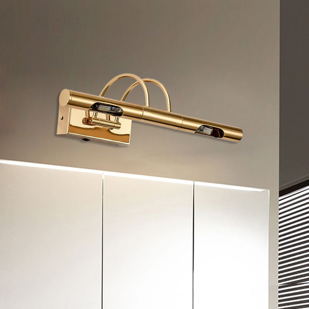 Freja Retro Cylindrical Metal Wall Lamp, Gold, Bathroom - Lumpaz