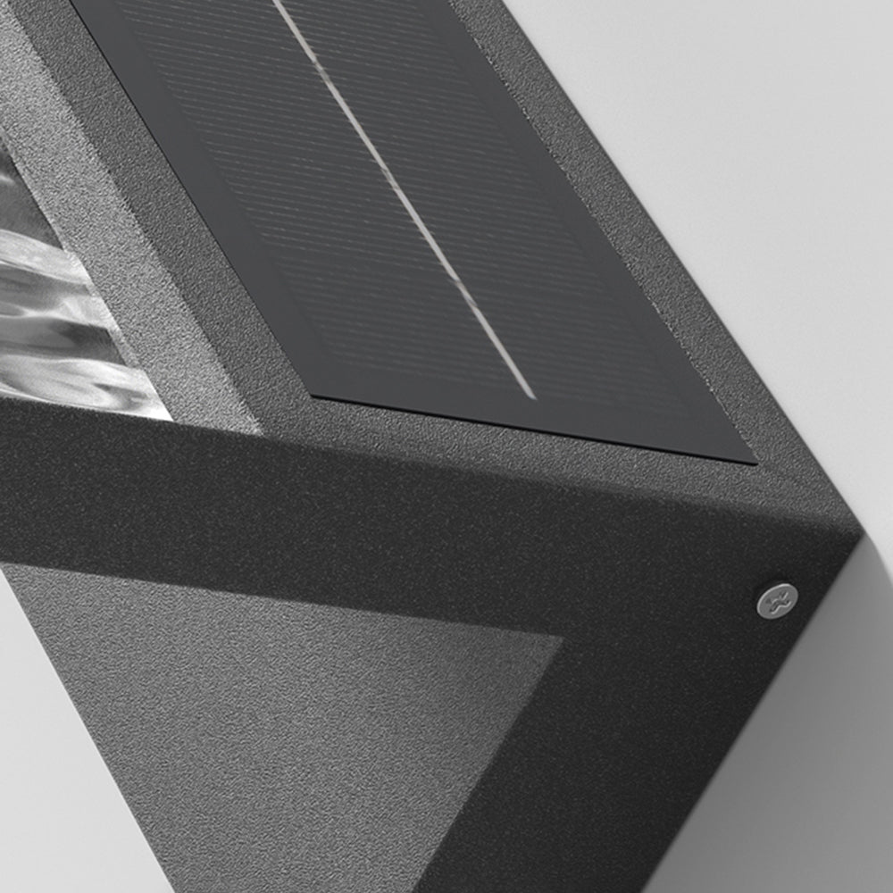 Isaac Modern Minimalist Metal/Acrylic Solar Waterproof Outdoor Wall Lamp, Black - Lumpaz