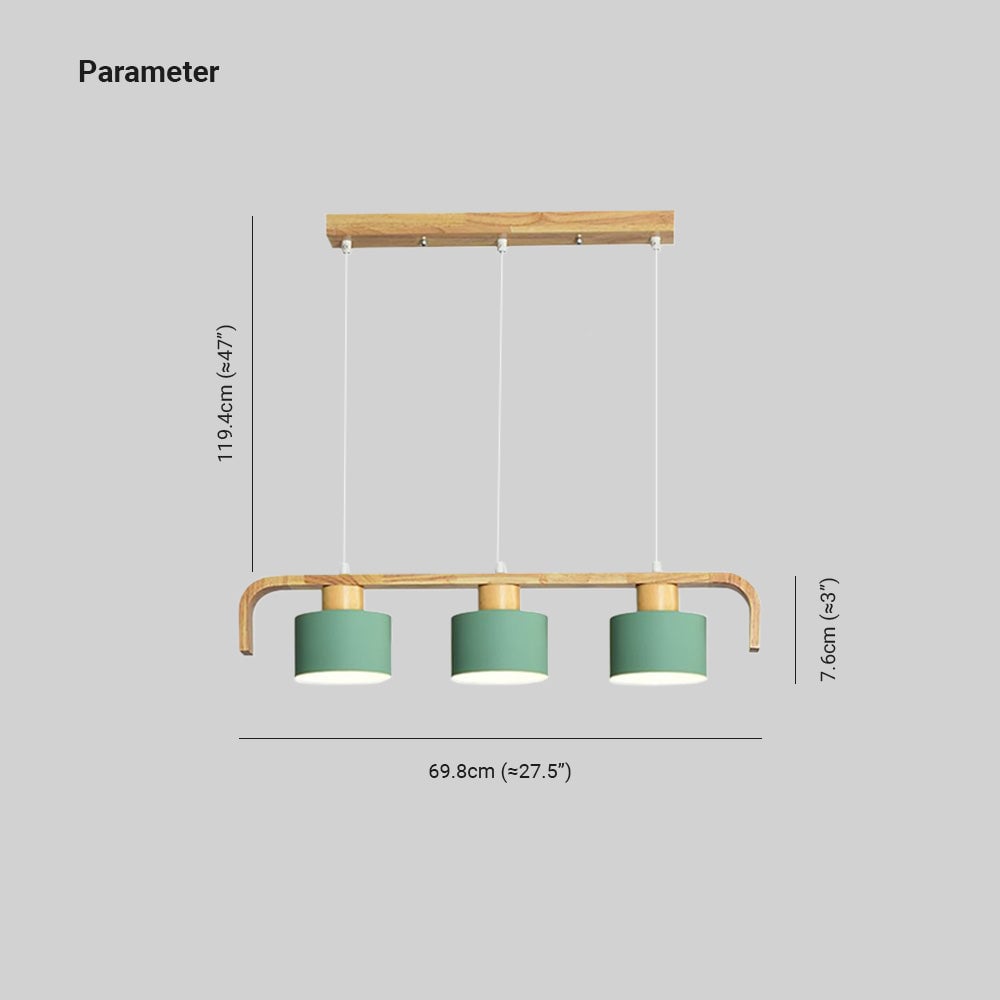 Morandi Pendant Light Cylinder Nordic, Bamboo, White/Green/Gray, Bedroom - Lumpaz