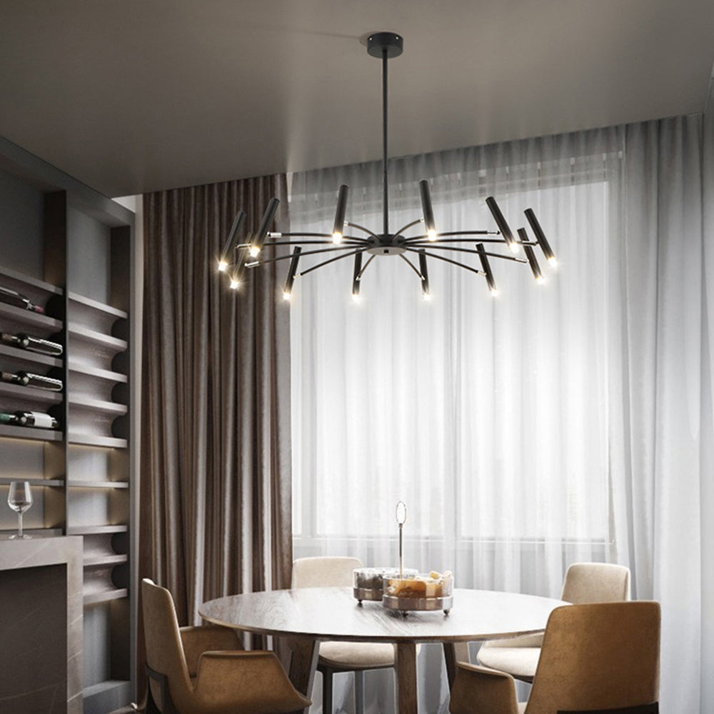 Evette Modern Blown Linear Metal Chandelier, White/Black - Lumpaz