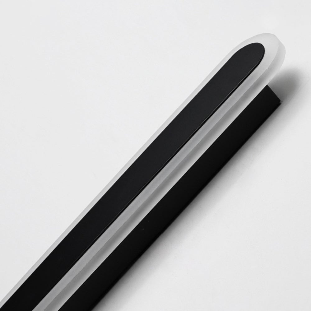 Edge Minimalist Metal Linear Oval Outdoor Wall Lamp, Black - Lumpaz