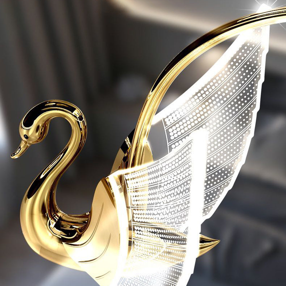 Kady Art Deco Swan Acrylic/Metal Wall Lamp, Gold/Rose Gold - Lumpaz