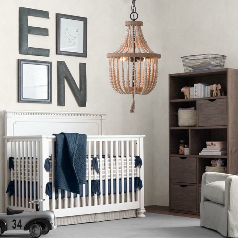 Alessio Design LED Pendant Light White/Wood Metal/Wood Bed/Living/Childrensroom - Lumpaz