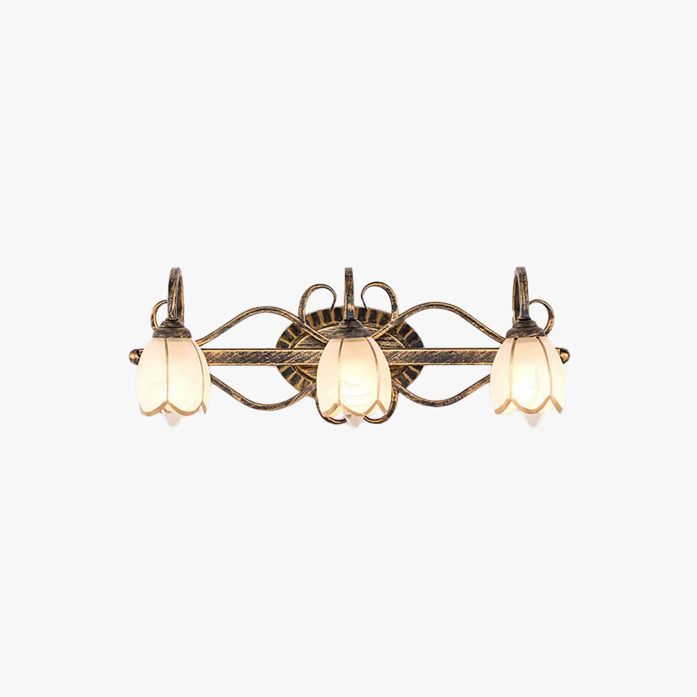 Félicie Antique Brass Flower Mirror Front Vanity Wall Lamp - Lumpaz