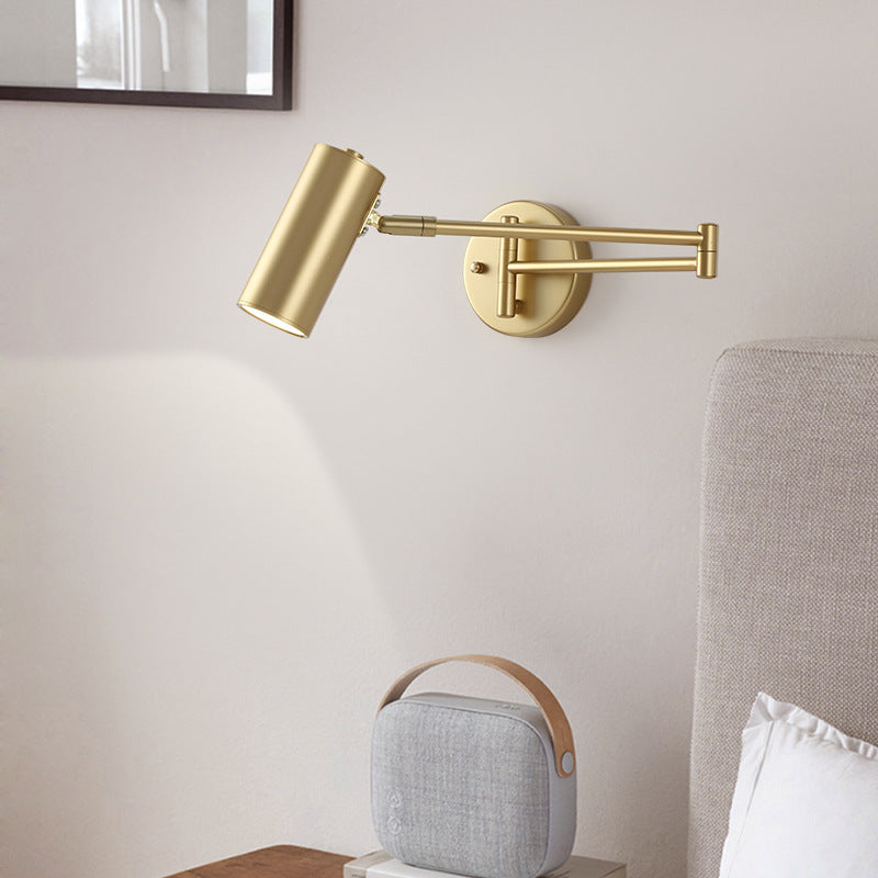Freja Wall Lamp Cone Modern, Metal Adjustable, Black/Gold, Bedroom - Lumpaz