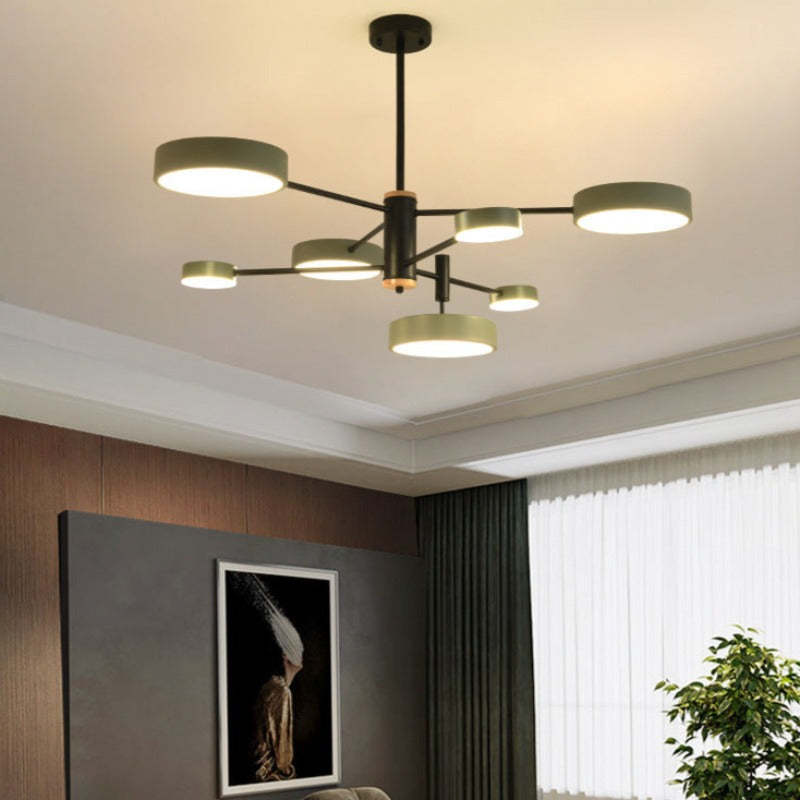 Sienna Pendant Light LED, Metal & Wood, Gray/White/Gold - Lumpaz