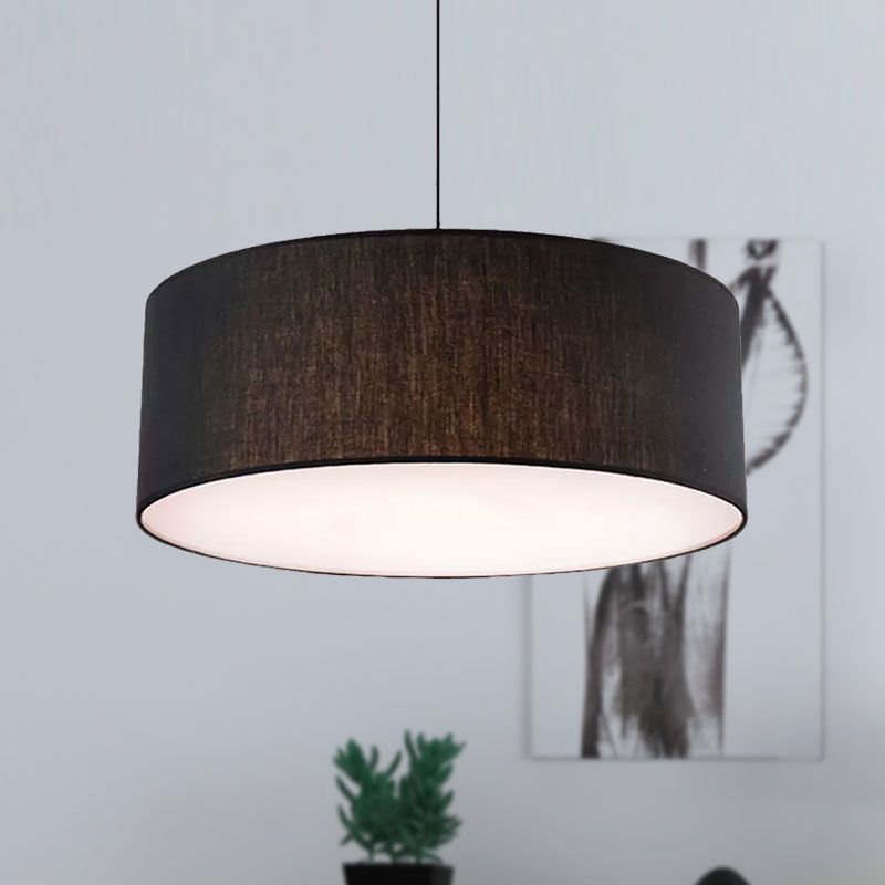 Renée Modern Fabric Drum Pendant Light Black/White Metal/Fabric - Lumpaz