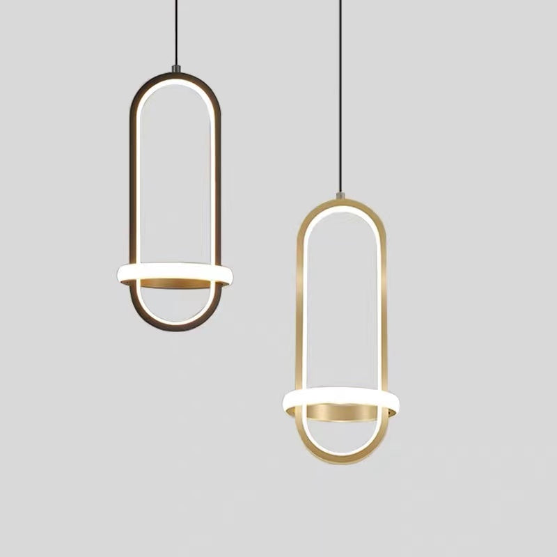 Nyla Modern Minimalist LED Ring Pendant Light, Black/Gold - Lumpaz