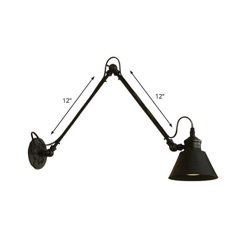 Brady Wall Lamp Conic Modern, Metal Adjustable, Black, Living Room - Lumpaz