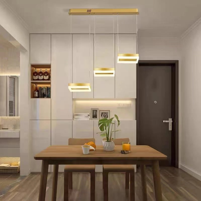 Raheel Modern Gold Cluster 3 Lights Pendant Light, Square - Lumpaz