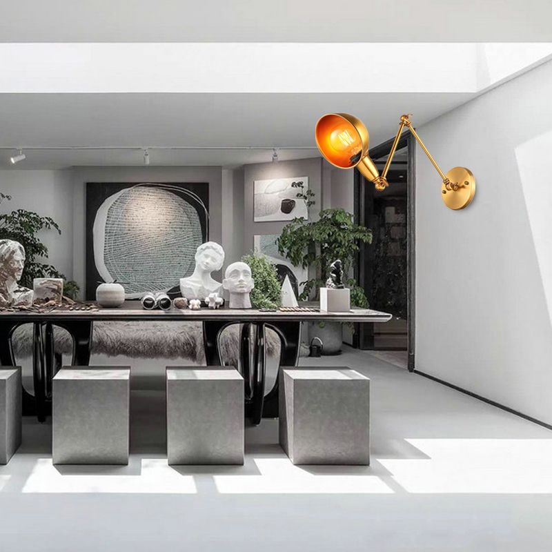 Brady Hemispheric Adjustable Wall Lamp, Brass/Antique Brass/Chrome, Bedroom - Lumpaz