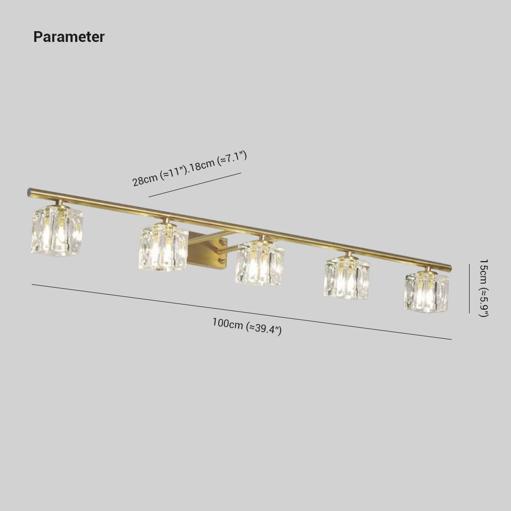 Kristy Wall Lamp Modern Mirror Front Vanity, Metal/Crystal, Gold, Bathroom - Lumpaz