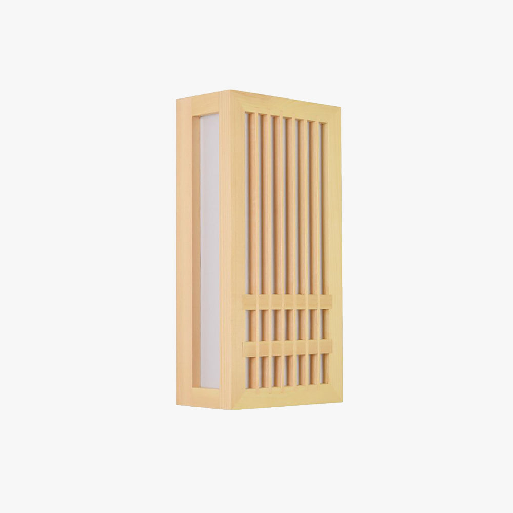 Ozawa Wall Lamp Rectangular Rustic, Wood/Acrylic, Log Color, Bedroom - Lumpaz