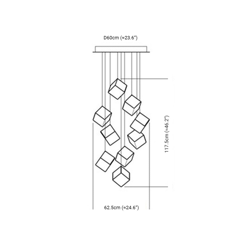 Kristy Modern Square Metal Pendant Light, Gold, Living Room - Lumpaz